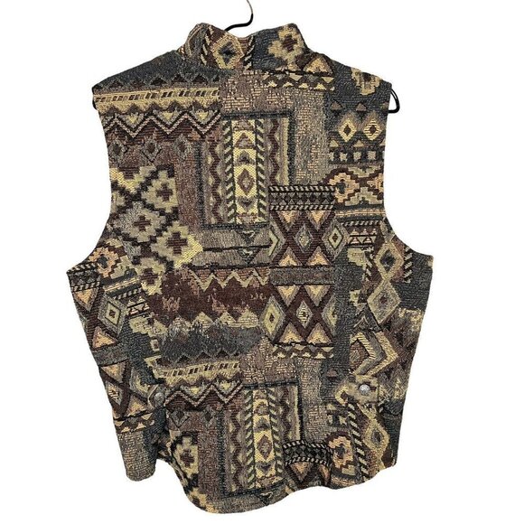 VTG Rough Rider by Circle T Western Tapestry Vest Size XL Southwestern 90s USA - Picture 5 of 10